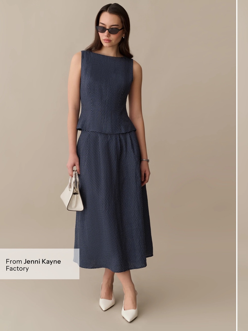 NWT Few Moda Aveline Linen Set size 10 Navy Blue Polka Dot Skirt Set o.p.t midi